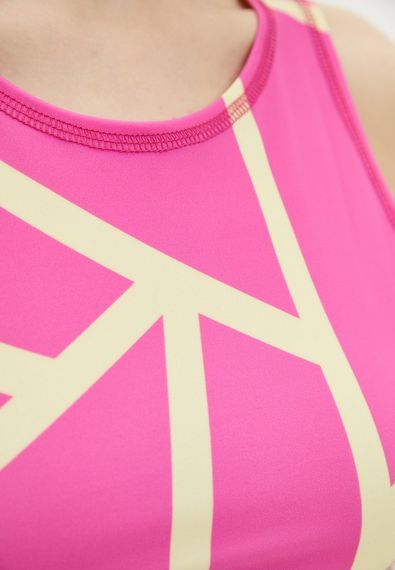 Спортивный топ 4Profi без рукавов c принтом "Геометрия" фуксия/желтый размер S бифлекс 16930 | Зображення 3