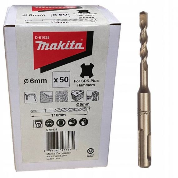 Буры для перфоратора SDS-PLUS Standard 6 x 110 мм Makita D-61628 (50 шт)