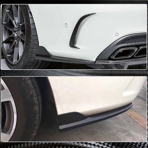 Накладки на задній бампер V2 (для купе/кабріолет AMG-Line / C43 AMG 2015-2019, Карбон) для Mercedes C-сlass W205 рр | Зображення 2