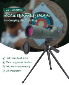 Подзорная труба Loerston 25-75x60 Зум Наблюдение ED Объектив Мощный Монокуляр Bak4