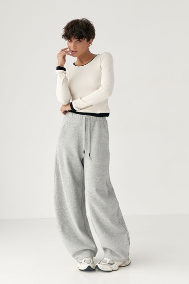 Теплі спортивні штани вільного фасону - світло-сірий цвет, L (є розміри) | Зображення 2