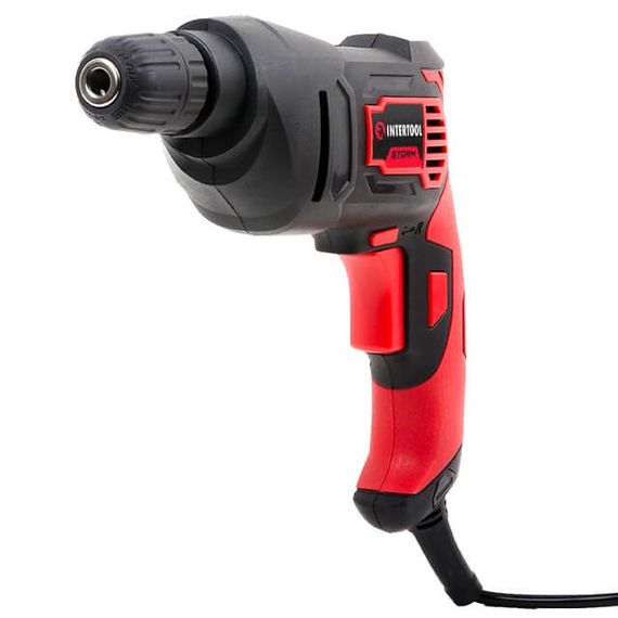 Дриль електричний 500 Вт, 0-2400 об./хв, 0.8-10 мм, швидкозатискний патрон, реверс INTERTOOL WT-01151 | Зображення 1