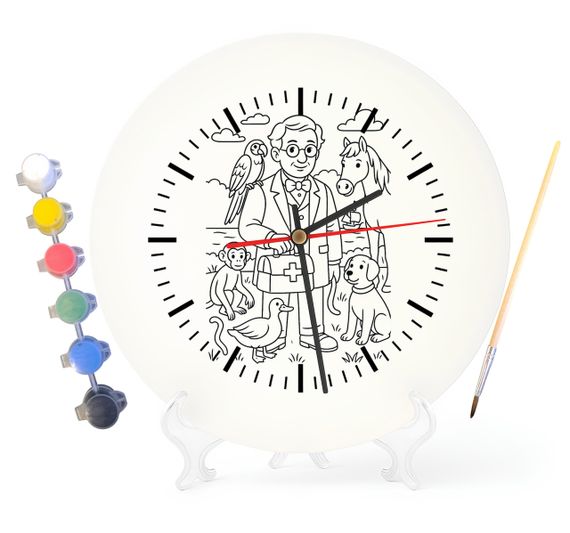 Дитячий набір для творчості годинник-розмальовка Доктор Дуліттл (за мотивами книги Г'ю Лофтінг) 30 см (Г0004)