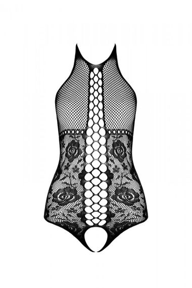 Бодистокинг с имитацией корсетной шнуровки Passion BS094 One Size, black, цветочный узор, с доступом | Зображення 2