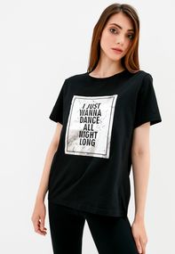 Футболка жіноча з яскравим принтом чорна, 3XL