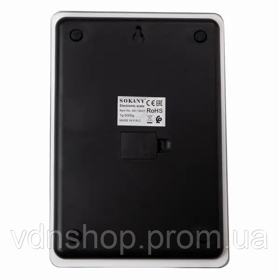 Ваги для кухні Sokany до 5 кг електронні на батарейках Чорні Lugi SK-19027B | Зображення 3