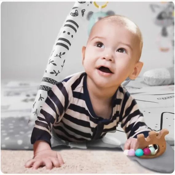 Детский коврик с мягкими бортиками Зайчик, подушкой, развивающий кокон | Зображення 2