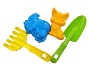 Дитячий пісочний набір 1128 ColorPlast "Ромашка" №4 лопата, граблі, дві великі пасочки, в сітці (4820173521128) Вид 2