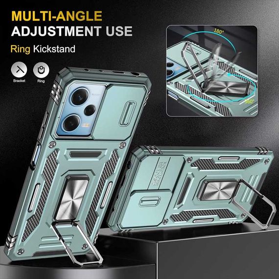 Ударопрочный чехол Camshield Army Ring для Xiaomi Redmi 12 / Poco M6 Pro 5G Зеленый / Light Green | Зображення 2