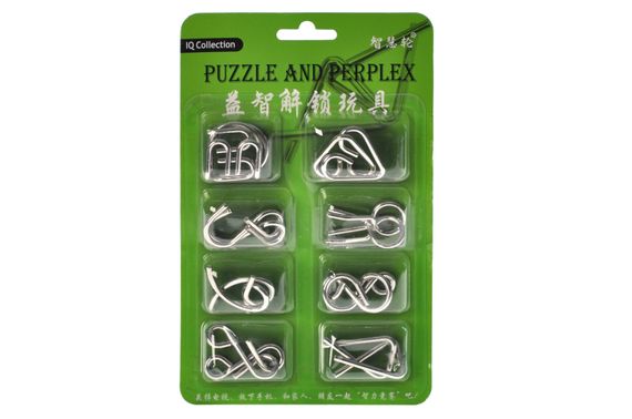 Головоломка металева E518 Unlock Metal Puzzle 8 елементів Зелена р.22*13,5*2см