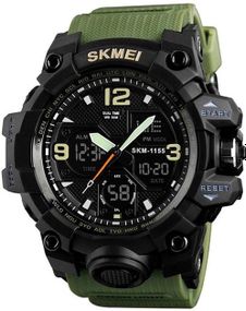 Чоловічий наручний годинник SKMEI ARMY GREEN 1155BAG Без подарункової коробки