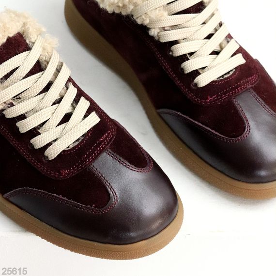 Шикарные утепленные бордовые кроссовки натуральная кожа + замша | Зображення 9