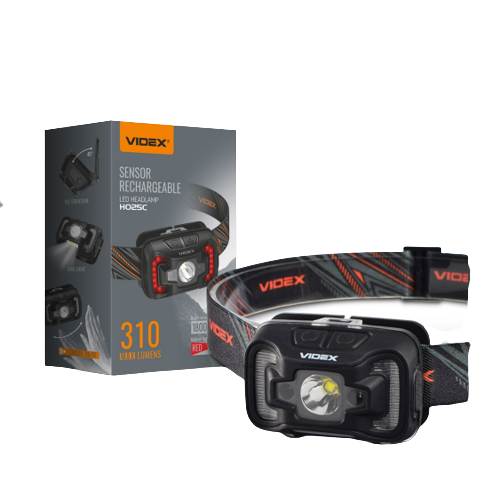 Ліхтарик LED налобний 310Lm 5000К чорний VLF-H025C Videx | Зображення 1