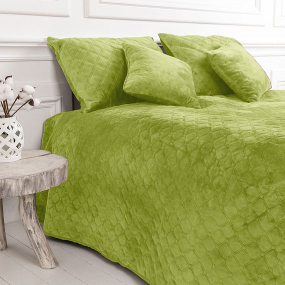 Покрывало полуторное ТЕП Velour Ромб круглый 4-00515-22446 150х210 см салатовое