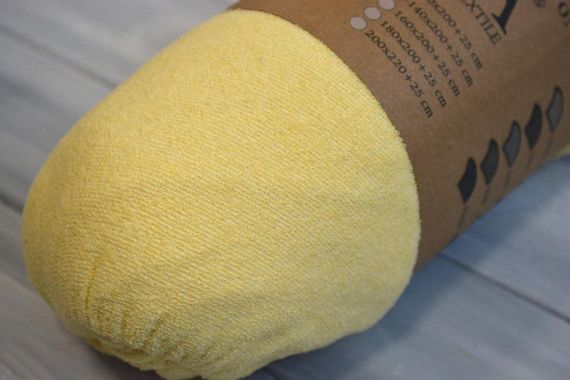 Простирадло 140х200+25 см махрове на резинці Жовте | Зображення 1