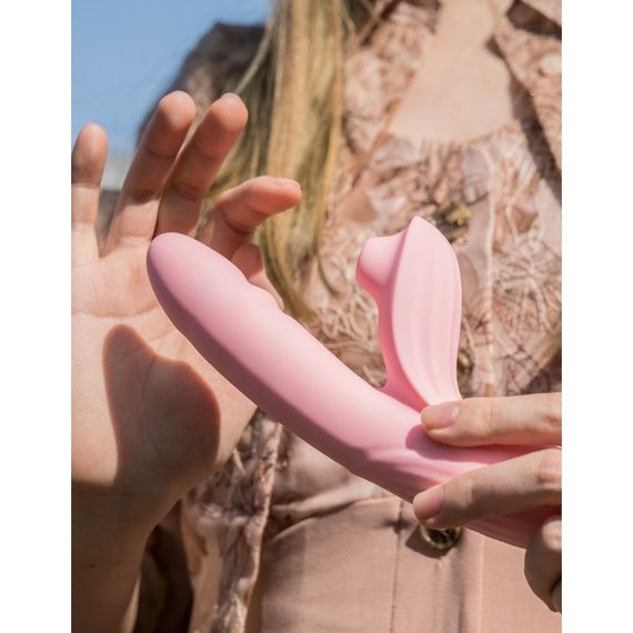 Вібратор-кролик BeYourLover Anita з вакуумом, фрикціями і підігрівом, рожевий, 22,2 × 8 см Sex Aura | Зображення 9
