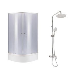 Комплект для душевой Latwa: Душевая кабина LLSC9090SATMIDGR2SET+Душевая система на 3 потребителя LDLAT1030CRM45417