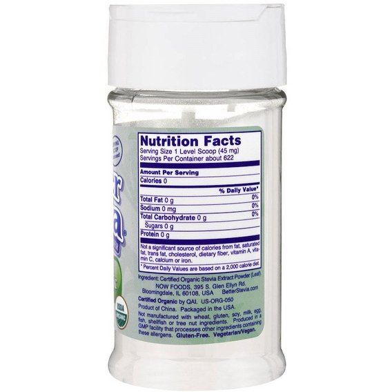 Заменитель сахара NOW Foods BetterStevia Extract Powder 28 g /622 servings/ | Зображення 1