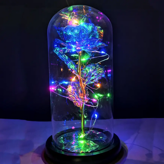 Романтична троянда в колбі , Троянда галактична з підсвічуванням у колбі   знижка | Зображення 4