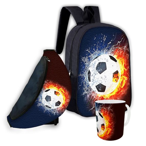 Набор детский Футбол рюкзак 36х27см сумка-бананка,кружка с принтом для мальчика (01607)