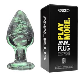 Светящийся анальный плаг из стекла EGZO EAP-N ( длина 10 см, диаметр 4 см ) Sex Aura