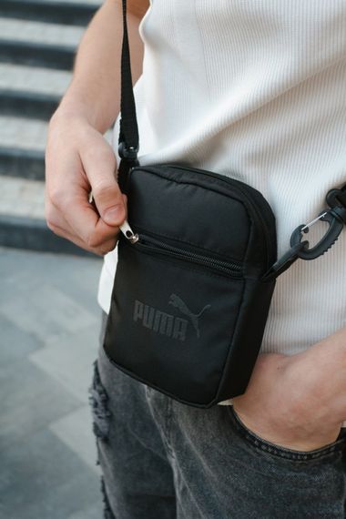 Барсетка чорна small Puma чорний логотип