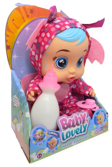 Лялька пупс, що плаче, говорить та сміється в костюмі кажана 25,5 см Baby Lovely із соскою та пляшечкою | Зображення 5