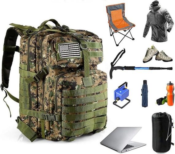 Тактичний армійський рюкзак 1000D об'ємом 50.01 л, MOLLE-сітка світло-сірий. | Зображення 2