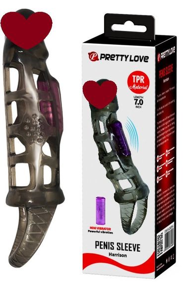 Насадка-презерватив з вібрацією PRETTY LOVE - Harrison Penis sleeve, BI-026209-1 Sex Aura