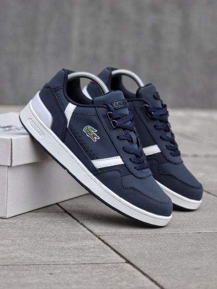 Демісезонні кросівки Lacoste натуральна шкіра + текстиль колір синій, білий | Зображення 2