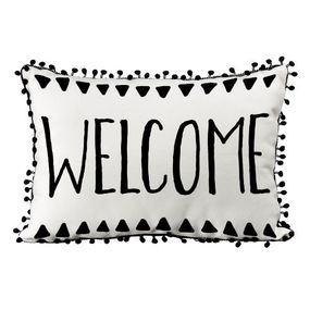 Подушка із мішковини з помпонами Welcome 45x32 см (43PHBP_22NG006)