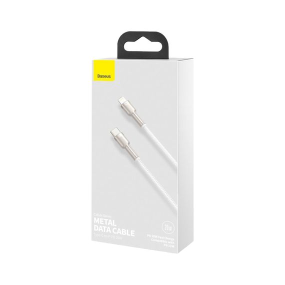 Дата кабель USB-C to Lightning 2.0m Cafule Metal PD 20W white Baseus (CATLJK-B02) | Зображення 8
