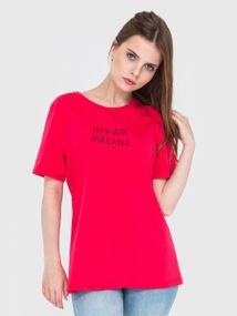 Футболка для жінок малинова з написом, 2XL