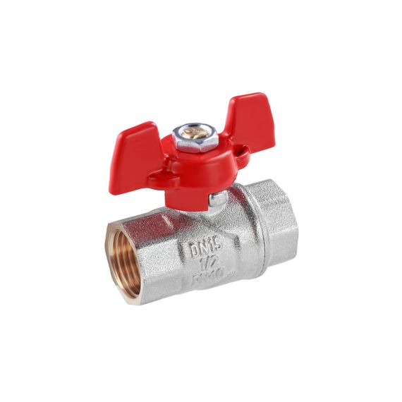 Кран кульовий WaGa 1/2" ВВ PN40 метелик, нікельований | Зображення 2