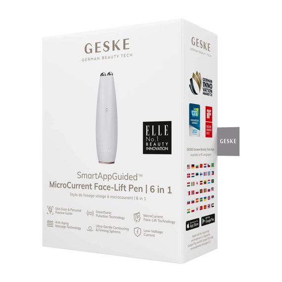 Микротоковая ручка для подтяжки кожи лица GESKE MicroCurrent Face-Lift Pen 6в1 white, Бежевый | Зображення 7
