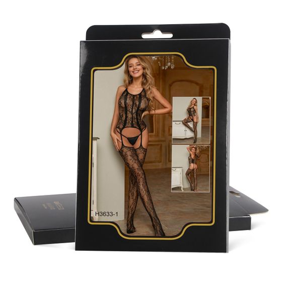 Комбинезон Star Night с узорами и имитацией чулок, черный, XS-M sexstyle | Зображення 3