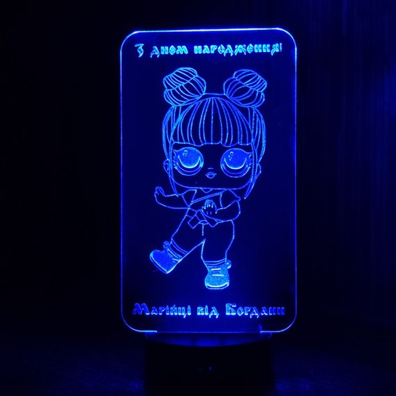 Акриловий світильник-нічник лялька ЛОЛ (L.O.L) синій tty-n000380