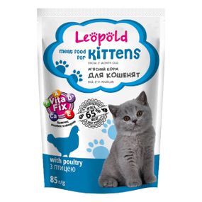 ЛЕОПОЛЬД Кошенята М'ясний корм з птицею для кошенят, пауч 85 г