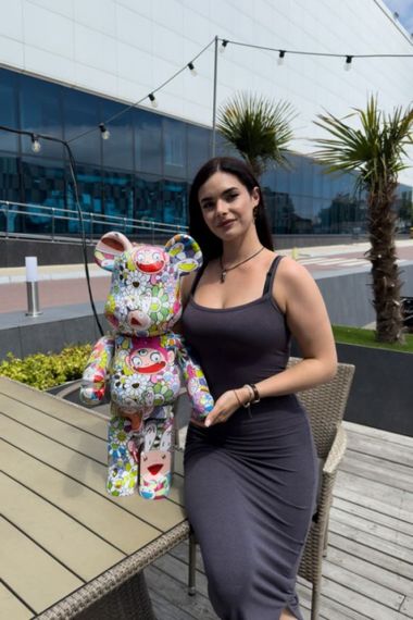Фигурка  Bearbrick Takashi Murakami Smile Medicom Toy дизайнерська статуетка ведмідь Беарбрік 70 см mb044 різнокольорова | Зображення 3