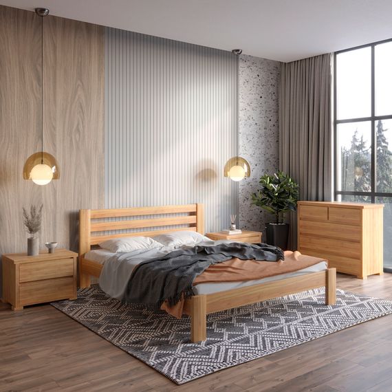 Двоспальне ліжко Mebigrand Колумбія Горіх світлий 140х200 см (MBG-2016)