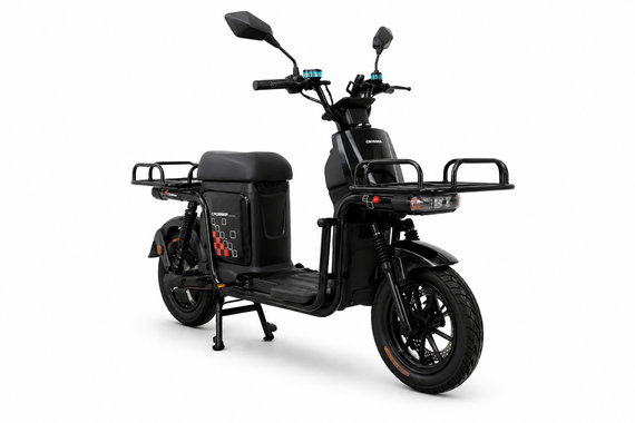 Электроскутер Crosser SUPER MAX 1200W 60V 30Ah LiFePO4, до 60 км/ч, запас хода до 90 км, мощный электровелосипед Черный | Зображення 4