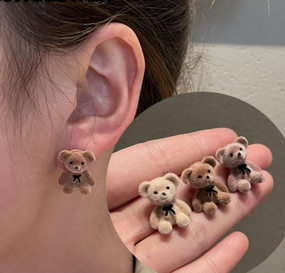 Серьги гвоздики  Пушистый мишка Новинка 2024!