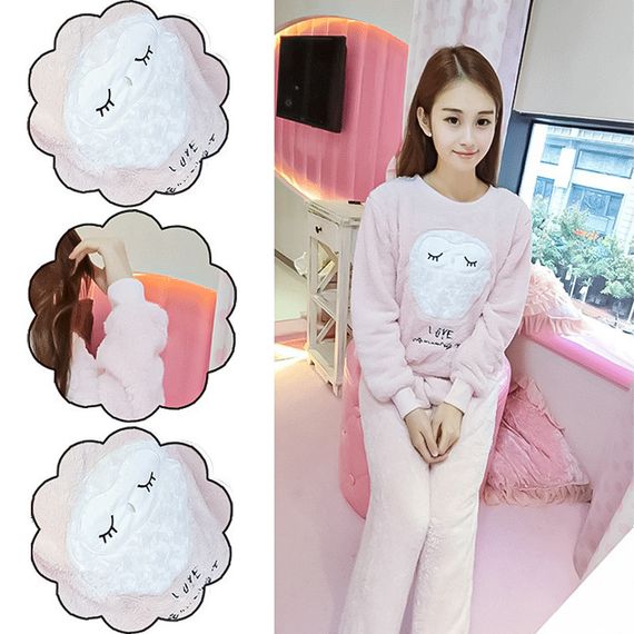 Женская тёплая пижама Lesko Owl Pink XL для дома | Зображення 7