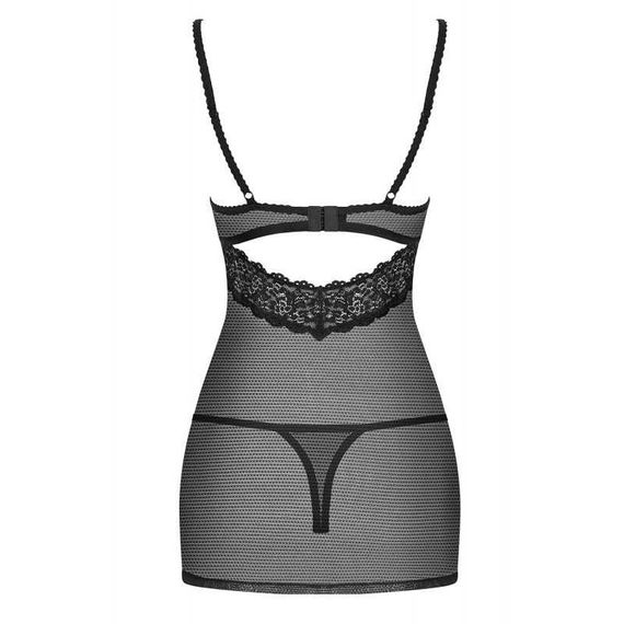 Комплект-пеньюар та трусики стрінги Obsessive 852, чорний, S/M | Зображення 3