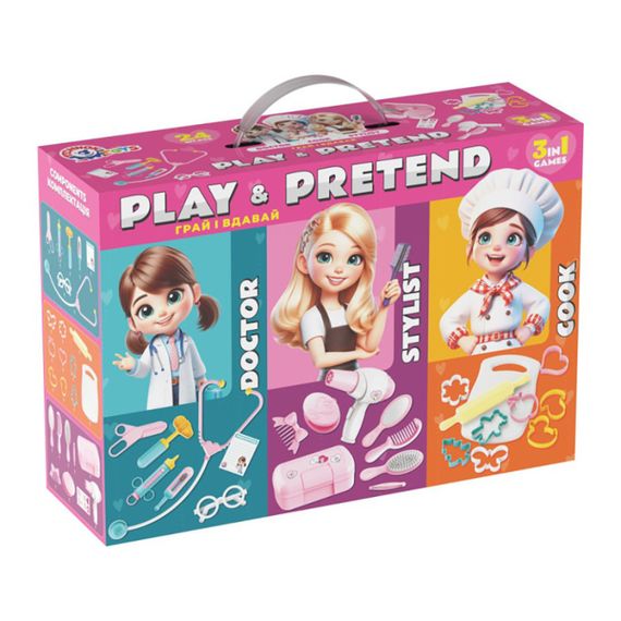 Дитячий ігровий подарунковий набір 3 в 1 "Play&pretend" 2277TXK лікар, стиліст, кухар