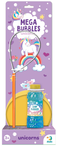 Мильні бульбашки Dodo Mega Bubbles Єдиноріжки 450 мл з тарілочкою | Зображення 1