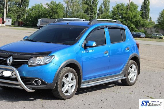 Боковые пороги KB001 (нерж) 60 мм для Dacia Sandero 2013-2020 гг | Зображення 3