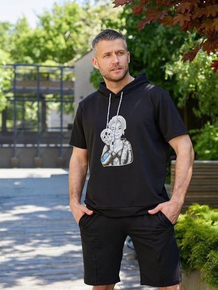 Мужской летний костюм SOLINNA (худые + шорты) двунитка, спортивный комплект мужской Черный, 54–56 | Зображення 3