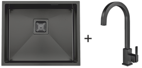 Мийка Quadro 53 Celldecor Nano Graphite + Змішувач FKM 71 Black Steel 8213.401.0050