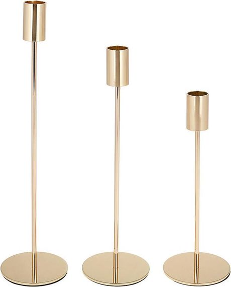Набір 3 декоративних свічника "Nottingham" 22см/28см/33см, сталеві, золотого кольору